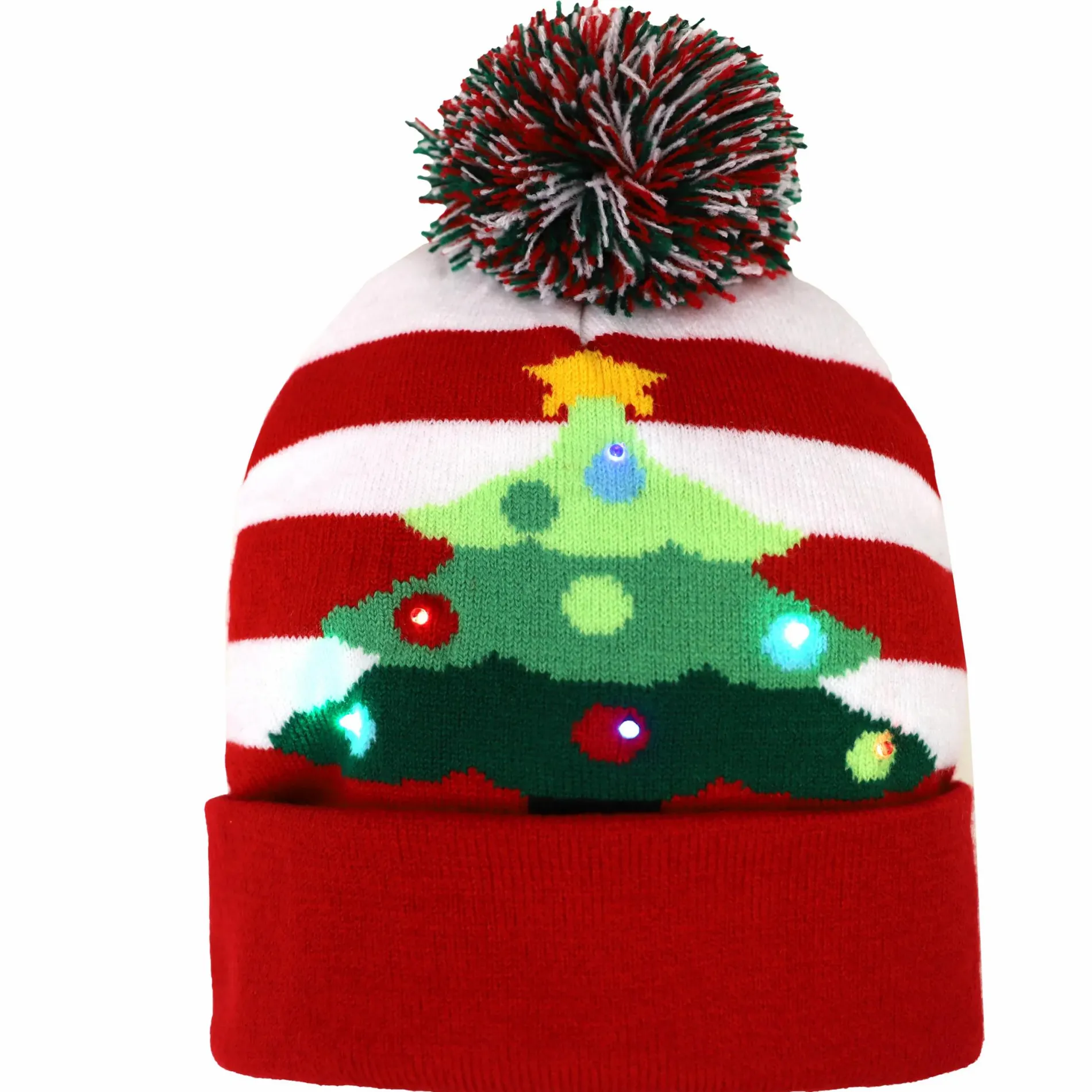 Mütze im weihnachtlichen Stil mit Bommel