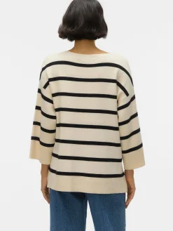 Vero Moda VMSABA 3/4 V-NCK STRI Strickpullover
