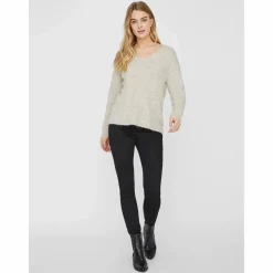Vero Moda VMCREWLEFILE LS V-NEC Strickpullover